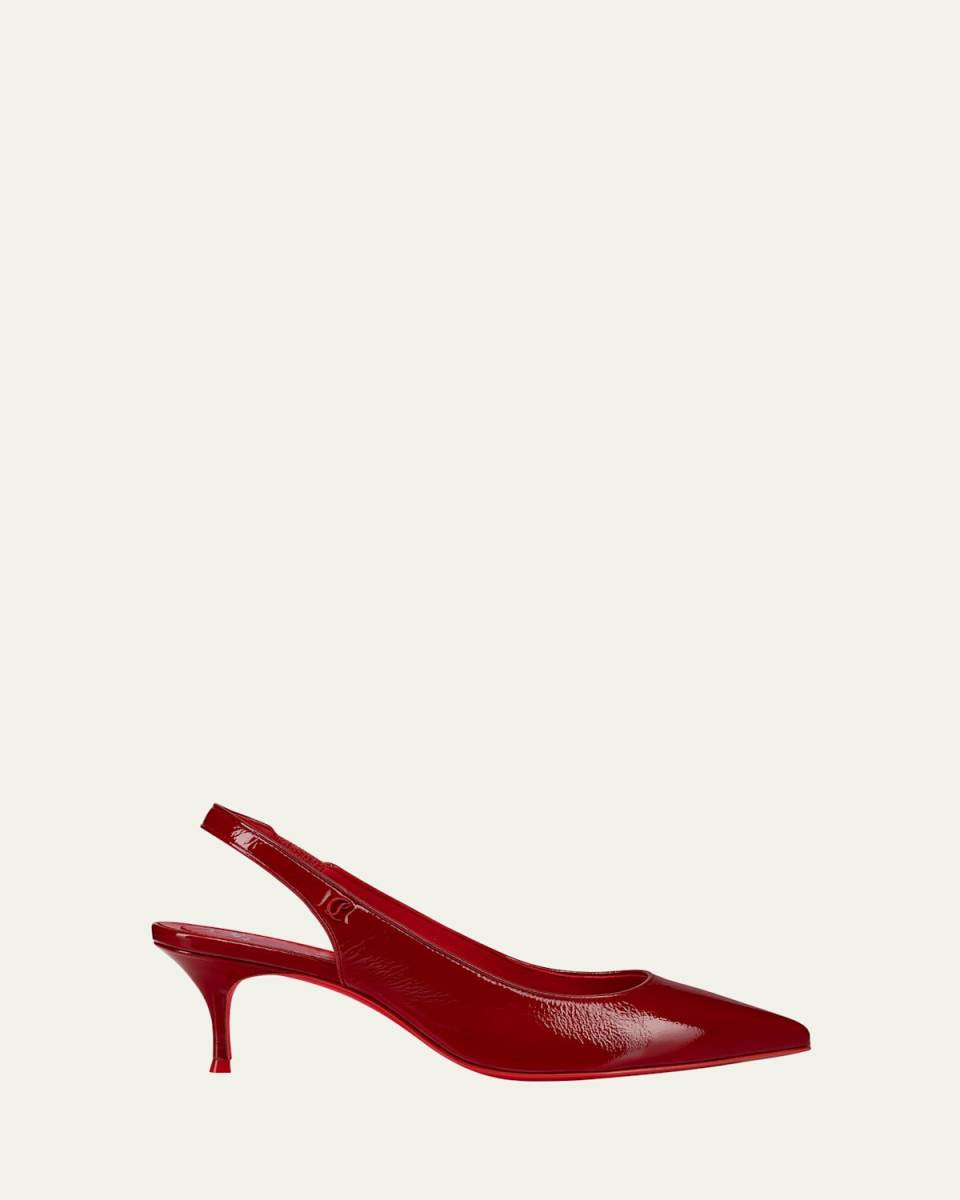 Sporty Kate Patent Red Sole Slingback Pumps